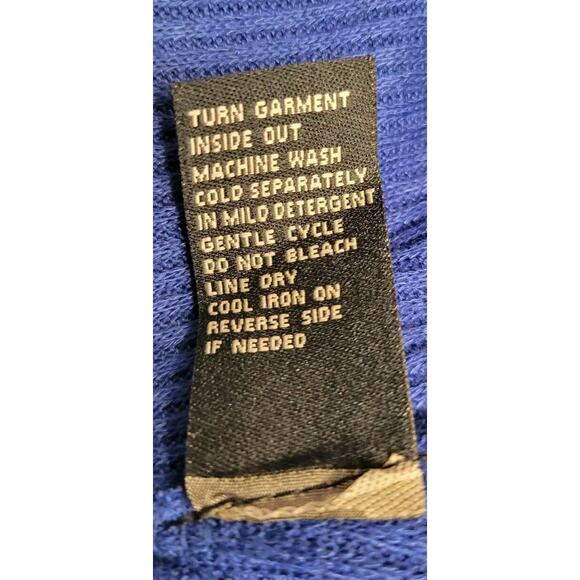 New DG2 by Diane Gilman Blue Turtle Neck Cozy Split Front Sweater size Large - Picture 6 of 8